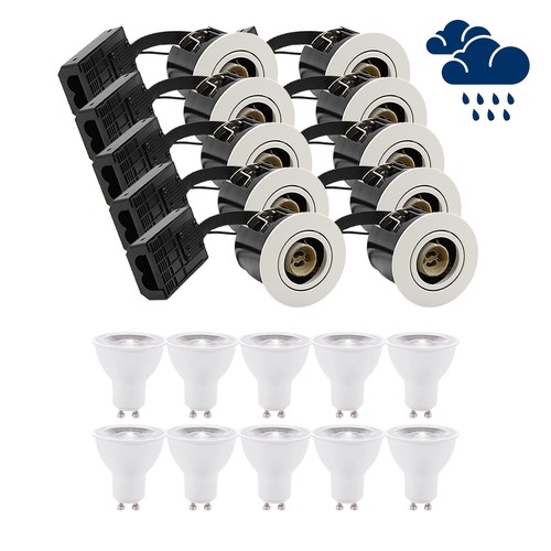 10 stk. LEDlife innbyggingsspot Inno88 Utendørs - Inkl. 6W GU10, Hvit, IP44, direkte i isolasjon
