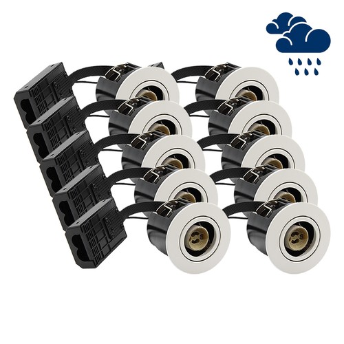 Lot de 10 spots encastrables GU10 Inno88 Extérieur - Blanc, IP44, certifié pour installation en contact avec l'isolant