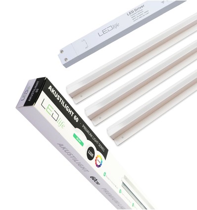Troldtekt LED dimbare railsset 3x60 cm - Inbouw, Dimbaar met afstandsbediening, Akustilight inclusief kabels en driver