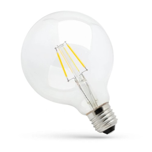 E27 8W LED globepære - Kultråd, klar, Ø12,5 cm