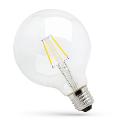 Ampoule globe LED E27 8W - Filament carbone, clair, Ø12,5 cm
