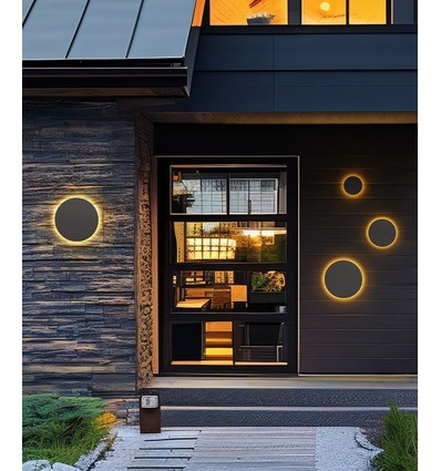 Applique murale 9W - IP44 extérieur, Ø12cm, 3 couleurs de lumière, CCT, noir