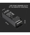 LED dimmer med RF fjernkontroll, 25A - 12V/24V, synkroniserbar, minnefunksjon, IP20