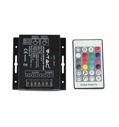 Contrôleur RGBW Sync avec télécommande RF 24 touches - 12V/24V, 4 canaux, synchronisation RJ45, IP20