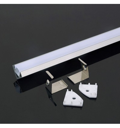 2m hoekprofiel aluminium voor LED strips, zwart - Incl. melkwit cover, 19x19mm, IP20 binnenshuis