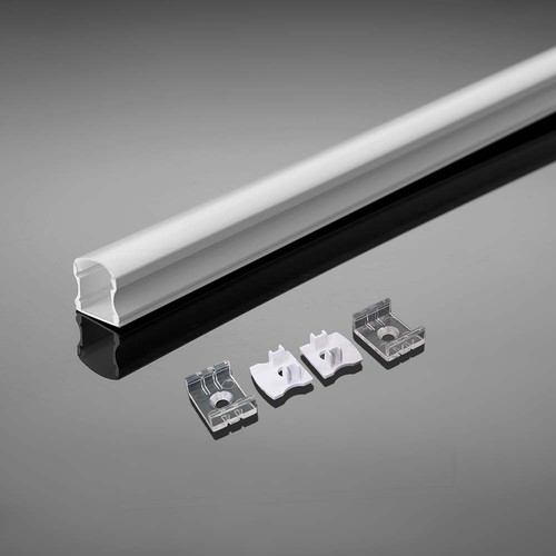 2m hvid aluminiumsprofil til LED strips - Inkl. diffuser, til overflademontering, IP20