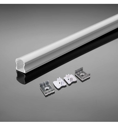 2m vit aluminiumprofil för LED strips - Inkl. diffuser, för ytmontering, IP20