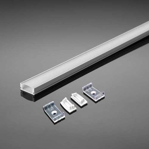 2m hvit aluprofil sett - LED-strip profil, overflatemontering, 200x2,35x1,04cm