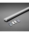 2m vit aluprofil set - LED-strip profil, ytmontering, 200x2,35x1,04cm