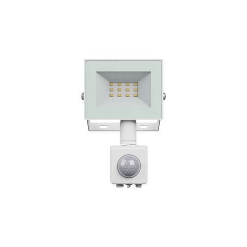 10W breedstraler met sensor - IP44, wit, werklamp, PIR-sensor