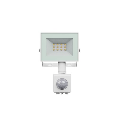10W breedstraler met sensor - IP44, wit, werklamp, PIR-sensor