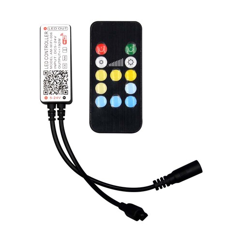 WiFi LED controller met afstandsbediening, 12V/24V - Smart Life, Google Home, CCT/RGB, 72-144W