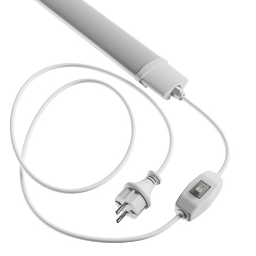 Réglette LED 120cm 36W avec fiche et interrupteur - IP65, câble 2m + fiche, marche/arrêt