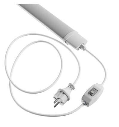 120cm 36W LED-armatur m. støpsel og bryter - IP65, 2m kabel + støpsel, av/på