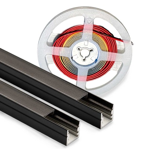 Éclairage 240cm pour panneau acoustique noir - Kit complet avec profilé alu et ruban LED COB