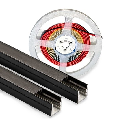 Éclairage 240cm pour panneau acoustique noir - Kit complet avec profilé alu et ruban LED COB
