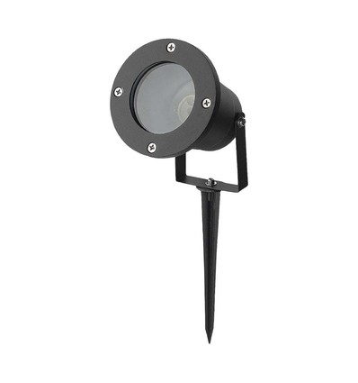 GU10 hagebelysning med spyd - aluminium hus, svart, IP65