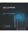 Adaptateur de voyage USB 20W avec PD et QC - Noir, chargeur rapide, 1x USB-A et 1x USB-C PD