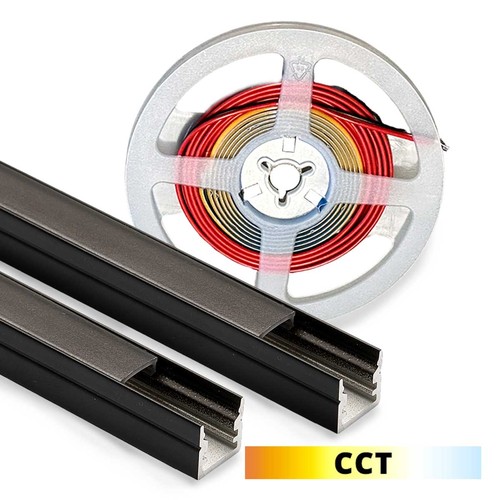 Lys til akustikkpanel, 240cm, svart - Komplett sett med aluprofil og CCT LED stripe