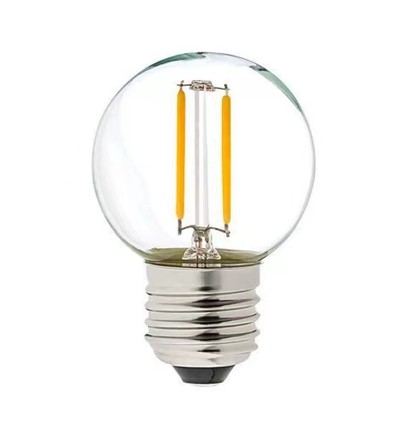 E27 2W LED kogellamp - G40, filament, helder glas