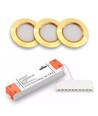Lot de 3 spots pour meubles Reco68 dimmables - Or, avec alimentation dimmable