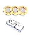 Lot de 3 spots pour meubles Reco68 - Or, avec alimentation incluse