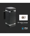 Vierkante E27 wandlamp met up/down licht - Zwart, IP44 buiten, zonder lichtbron