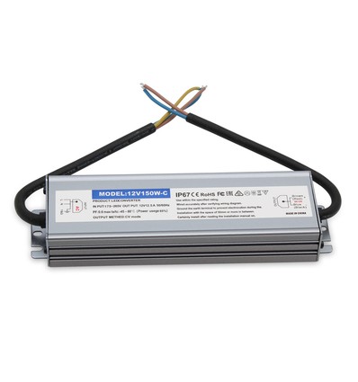 150W / 12V DC strømforsyning - 12,5A, IP67 vandtæt