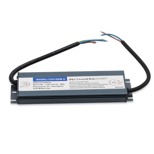 100W / 12V DC voeding - 8.3A, IP67 waterdicht