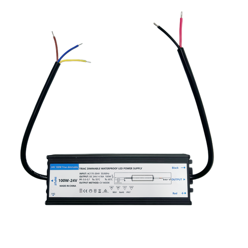 100W / 24V DC dimbar strømforsyning - 4.17A, IP67, Triac