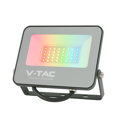 V-Tac 30W RGB+koelwit schijnwerper - Zwarte behuizing, afstandsbediening, IP65