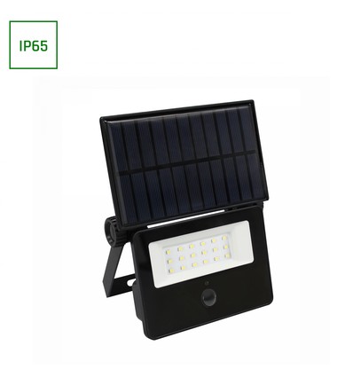 10W solcelle LED lyskaster med sensor - IP65, PIR sensor, avtakbart solcellepanel, utendørs