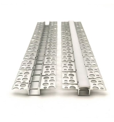 Profilé aluminium flexible à encastrer pour ruban LED - 2 mètres, avec diffuseur