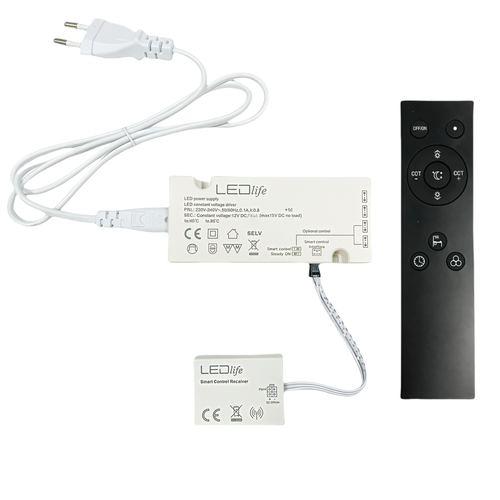 LEDlife Spot meuble WiFi alimentation 15W - Pour spot meuble Sono et Reco, Tuya/Smart Life, RF, max. 4 spots, incl. télécommande