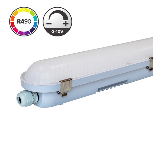 Luminaire 150cm 60W 0-10V RA90 HiCRI, câblage traversant - IP65, 0-10V, sans scintillement