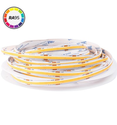 5m 4W/m Dot-free COB-LED-strip RA95 - 24V DC, 3000K, IP20, 320 LED/m, 5 års garanti