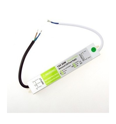 20W / 12V DC strømforsyning - 1.6A, IP67 vandtæt