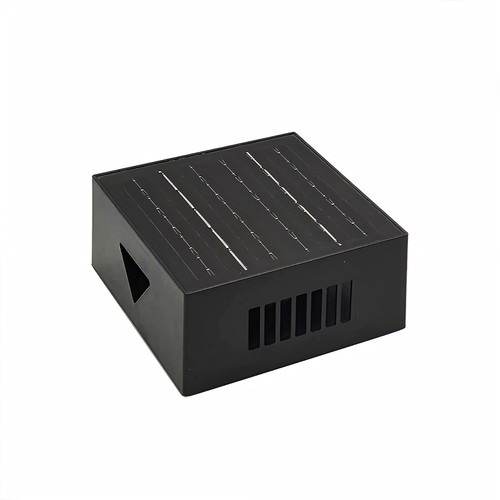 Solcells-vägglampa - IP54, svart, roterbar, fyrkantig, skymningssensor