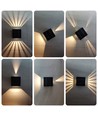 Wandlamp op zonne-energie met instelbaar lichteffect - IP54, zwart, draaibaar, vierkant, schemersensor