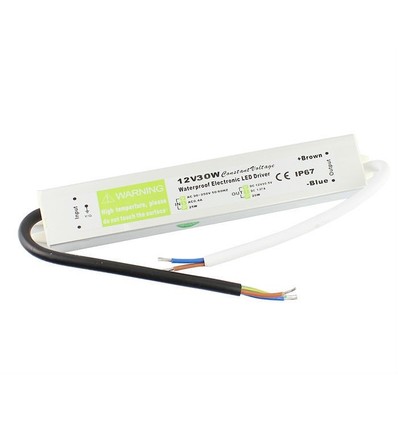 30W / 12V DC strømforsyning - 2.4A, IP67 vandtæt