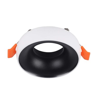 GU10 innbyggingsspot - Rund, hvit ramme, sort reflektor, aluminium, IP20, Hull: Ø6 cm, Mål: Ø9,2 cm