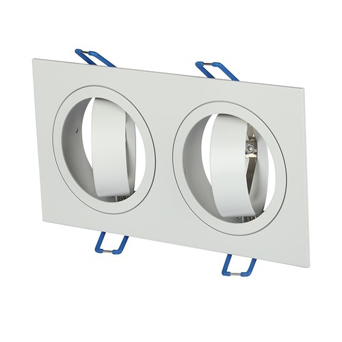 Dubbele GU10 inbouwspot, wit - IP54, aluminium, gat: 155x75 mm, afm: 173x91 mm, zonder lichtbron