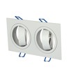 Spot encastrable GU10 double, blanc - IP54, aluminium, perçage : 155x75 mm, dim : 173x91 mm, sans source lumineuse
