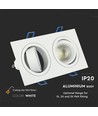 Dobbelt GU10 indbygningsspot, hvid - IP54, aluminium, hul: 155x75 mm, mål: 173x91 mm, uden lyskilde