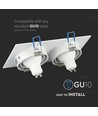 Dubbele GU10 inbouwspot, wit - IP54, aluminium, gat: 155x75 mm, afm: 173x91 mm, zonder lichtbron