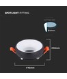 Spot encastrable GU10 - Rond, noir avec réflecteur blanc, aluminium, perçage : Ø6cm, dim : Ø9,2cm