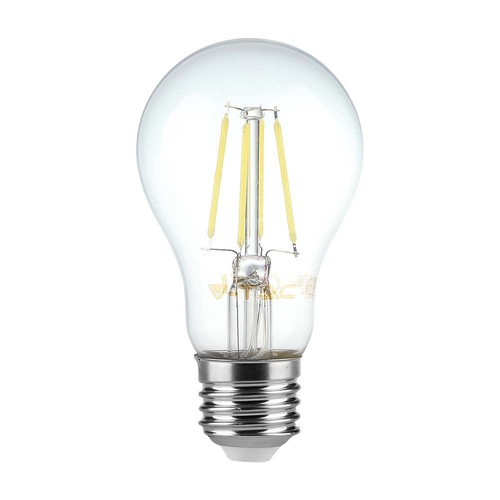 E27 6W LED filament pære - A60, klart glas, 600lm, 3000K