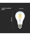 E27 10W LED filament pære - A60, klart glass, 1055lm, 4000K