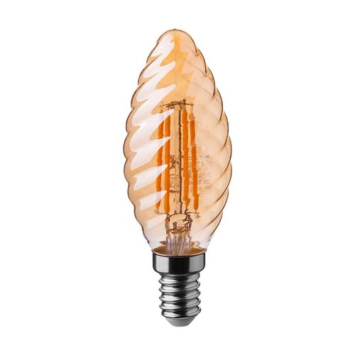 E14 4W LED filament kertepære - Twist, amber glass, 2200K, 350lm