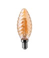 Ampoule LED filament E14 4W flamme - Twist, verre ambré, 2200K, 350lm